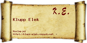 Klupp Elek névjegykártya
